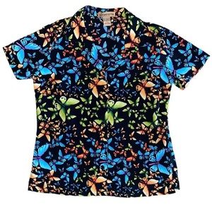 Vintage 90s Notations Butterfly Butterflies All Over Print Button Up Shirt
